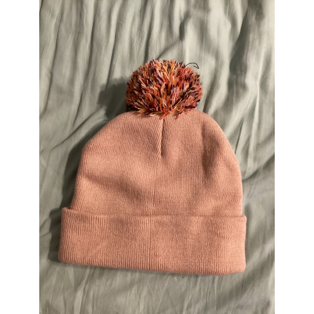Gertex Peach Pink Knit Beanie Multi Color Pom Pom‎ Winter Hat One Size
